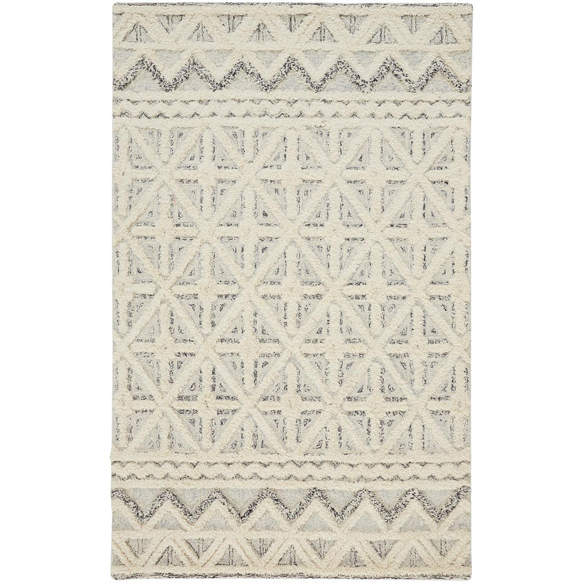 Feizy Anica 8007F Transitional Geometric Rug in Ivory/Black