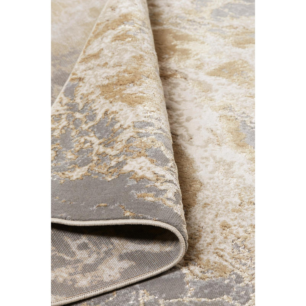 Feizy Aura 3563F Modern Abstract Rug in Ivory/Silver/Gold
