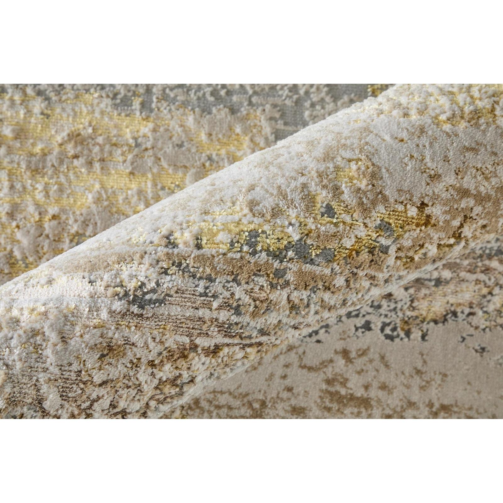 Feizy Aura 3735F Modern Abstract Rug in Gold/Gray/Ivory