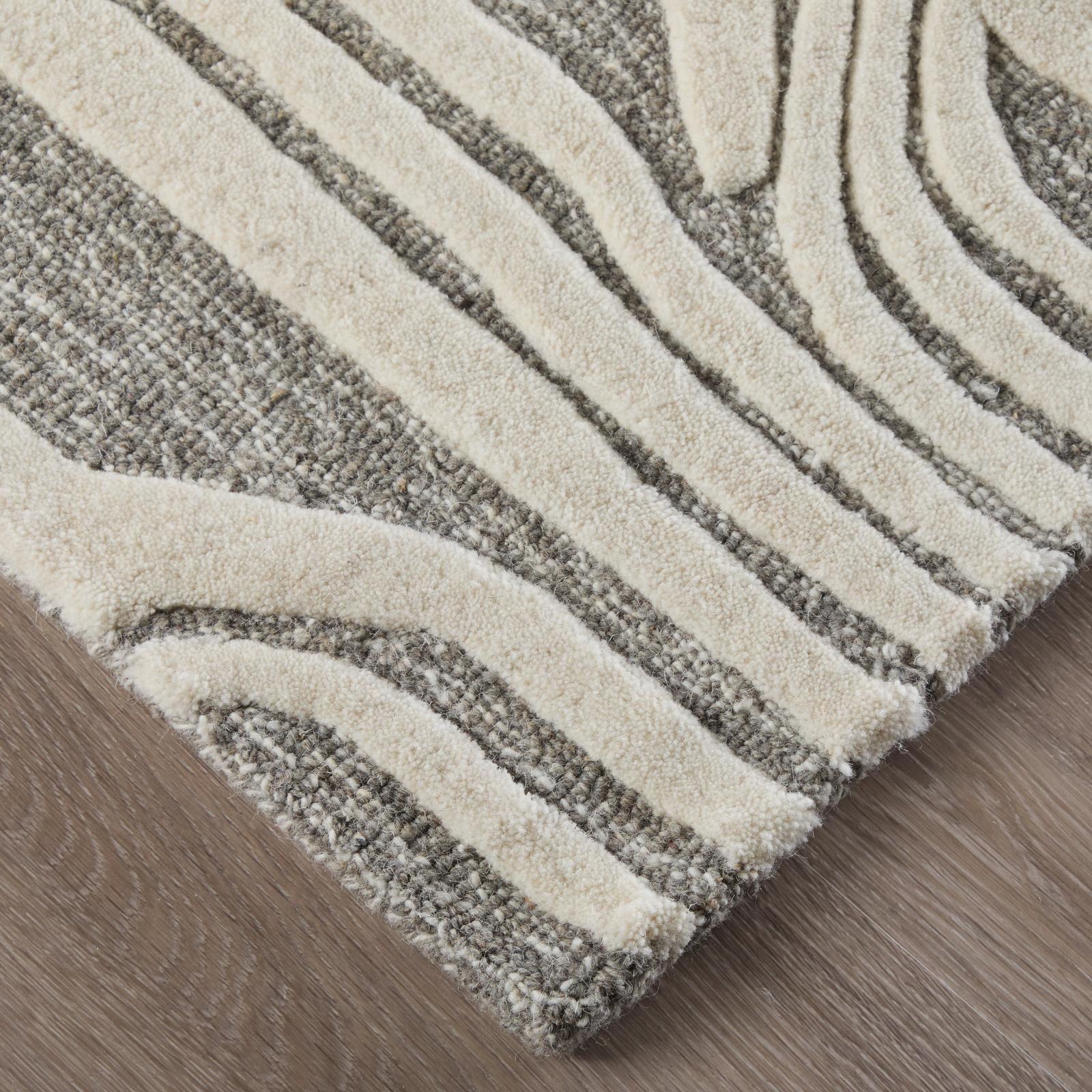 Feizy Kimball 8A34F Transitional Abstract Rug in Ivory/Gray