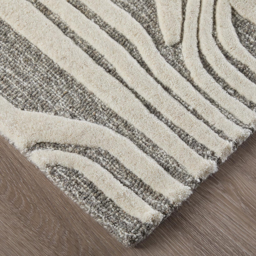 Feizy Kimball 8A34F Transitional Abstract Rug in Ivory/Gray