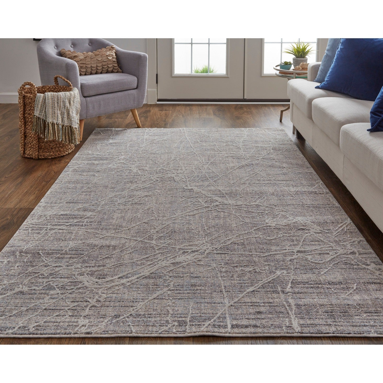 Feizy Lennon 39FZF Transitional Abstract in Taupe/Gray
