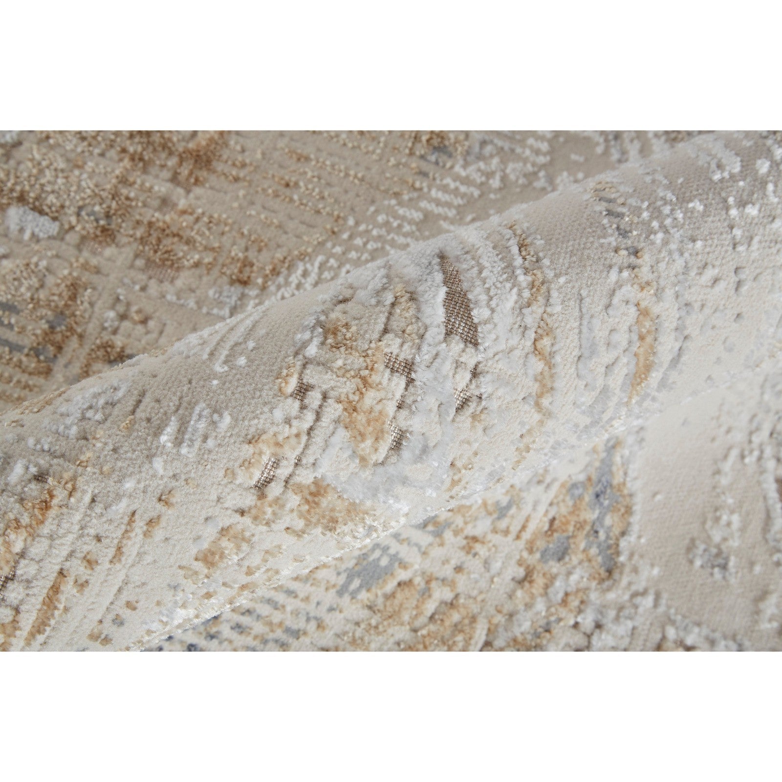 Feizy Laina 39G6F Transitional Abstract in Tan/Ivory/Gray