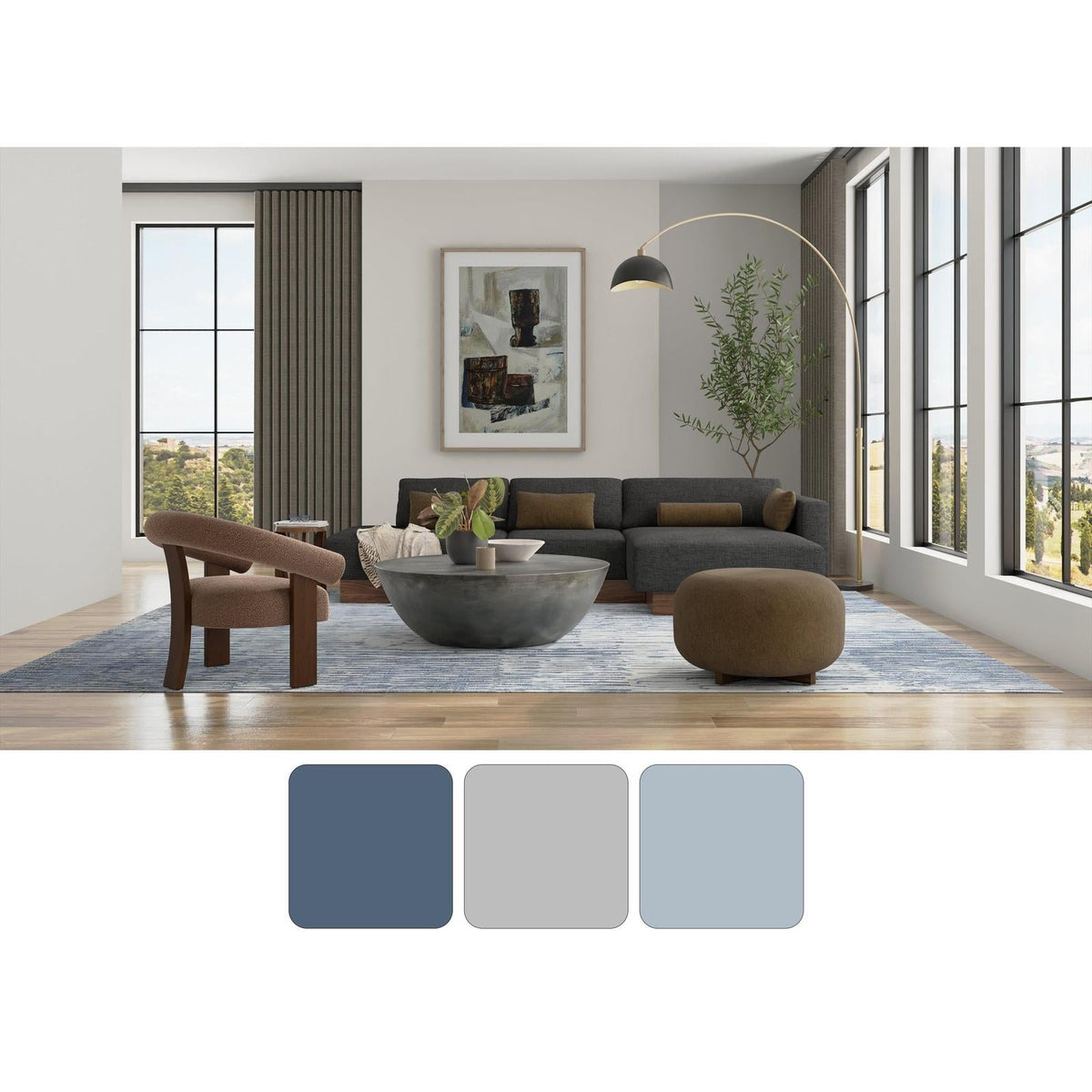 Feizy Braden 8A49F Modern Abstract Rug in Blue/Ivory