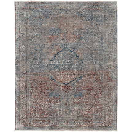 Feizy Marquette 39GVF Transitional Medallion in Blue/Red/Gray