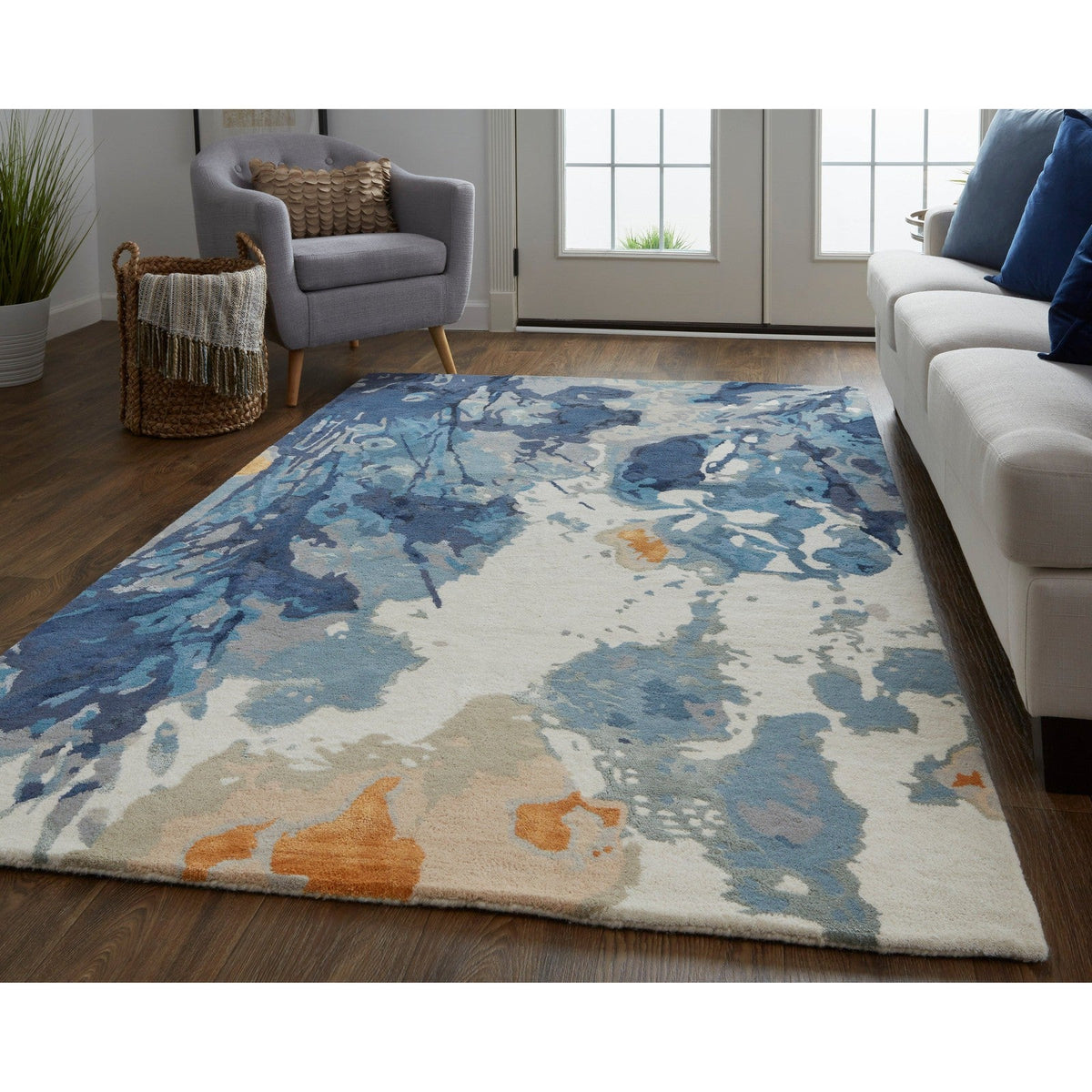 Feizy Dafney 8871F Transitional Floral & Botanical in Blue