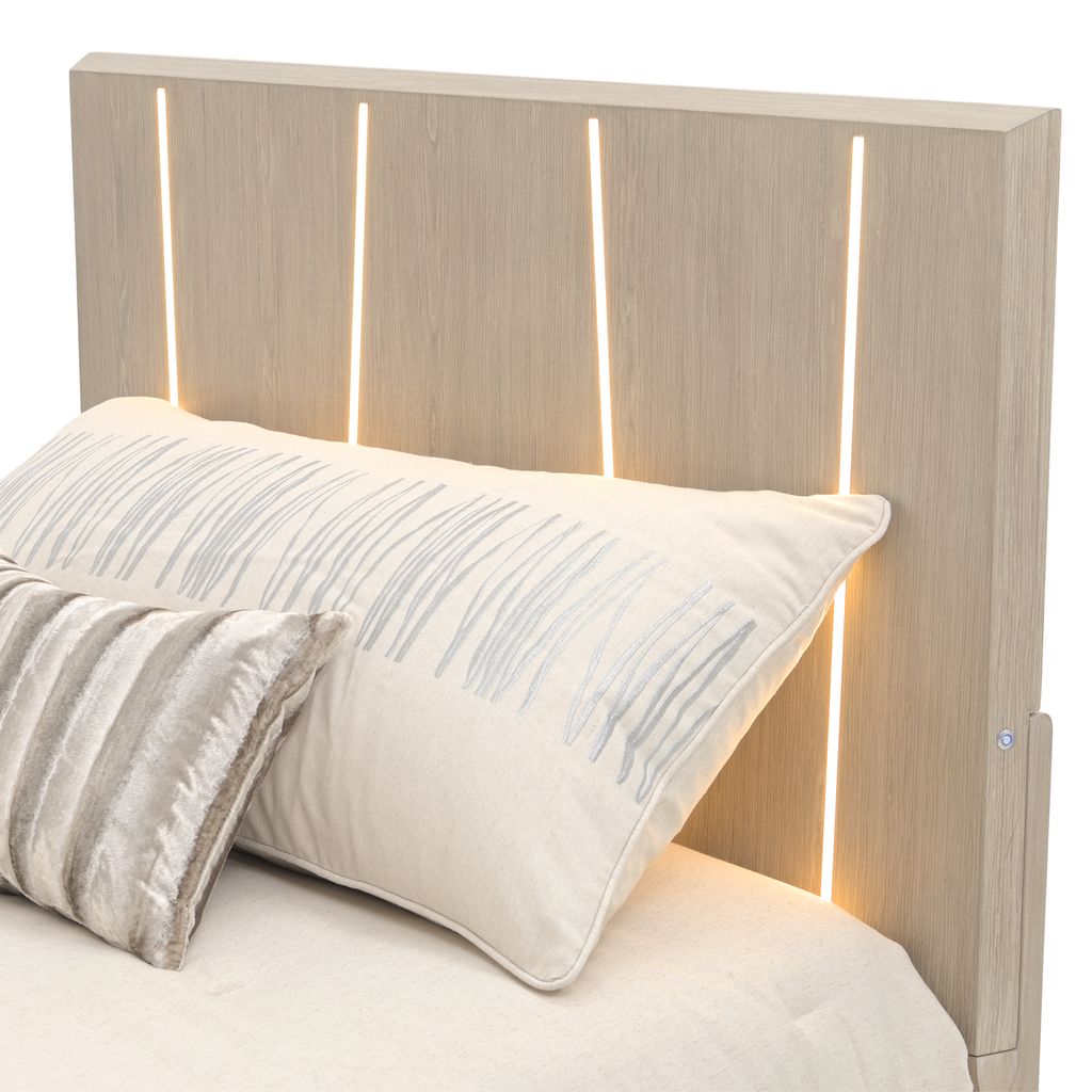 Michael Amini Lotus Bay Panel Bed with LED Lights - Sand