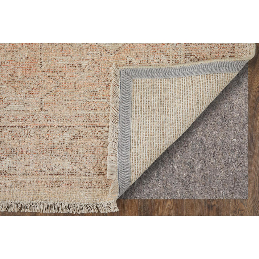 Feizy Caldwell 8977F Transitional Medallion Rug in Orange/Tan/Ivory