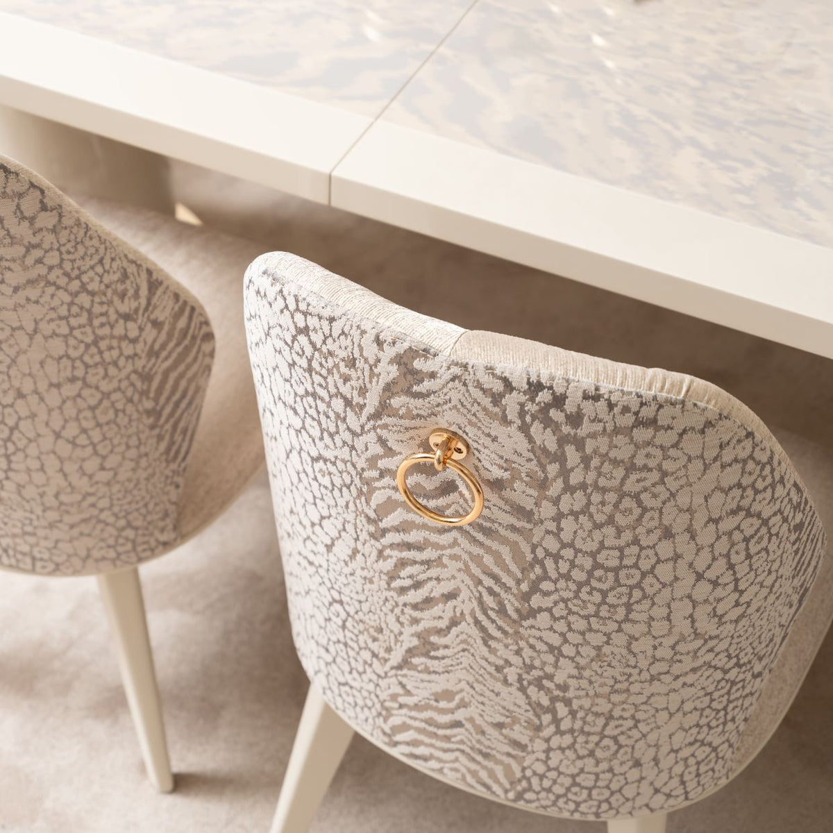 Michael Amini Lisbon Asmb. Side Chair Silken Matte Cream - Set of 2