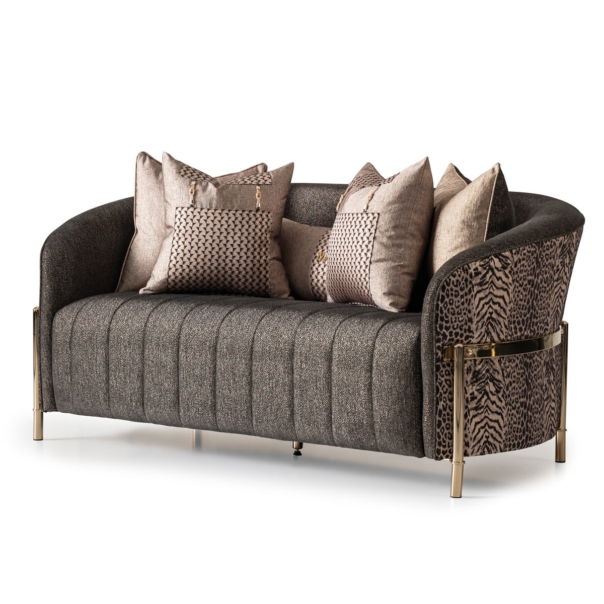 Michael Amini Lisbon Loveseat - Onyx/Gold