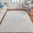 Feizy Micah 3047F Modern Distressed Rug in Silver/Gray/White