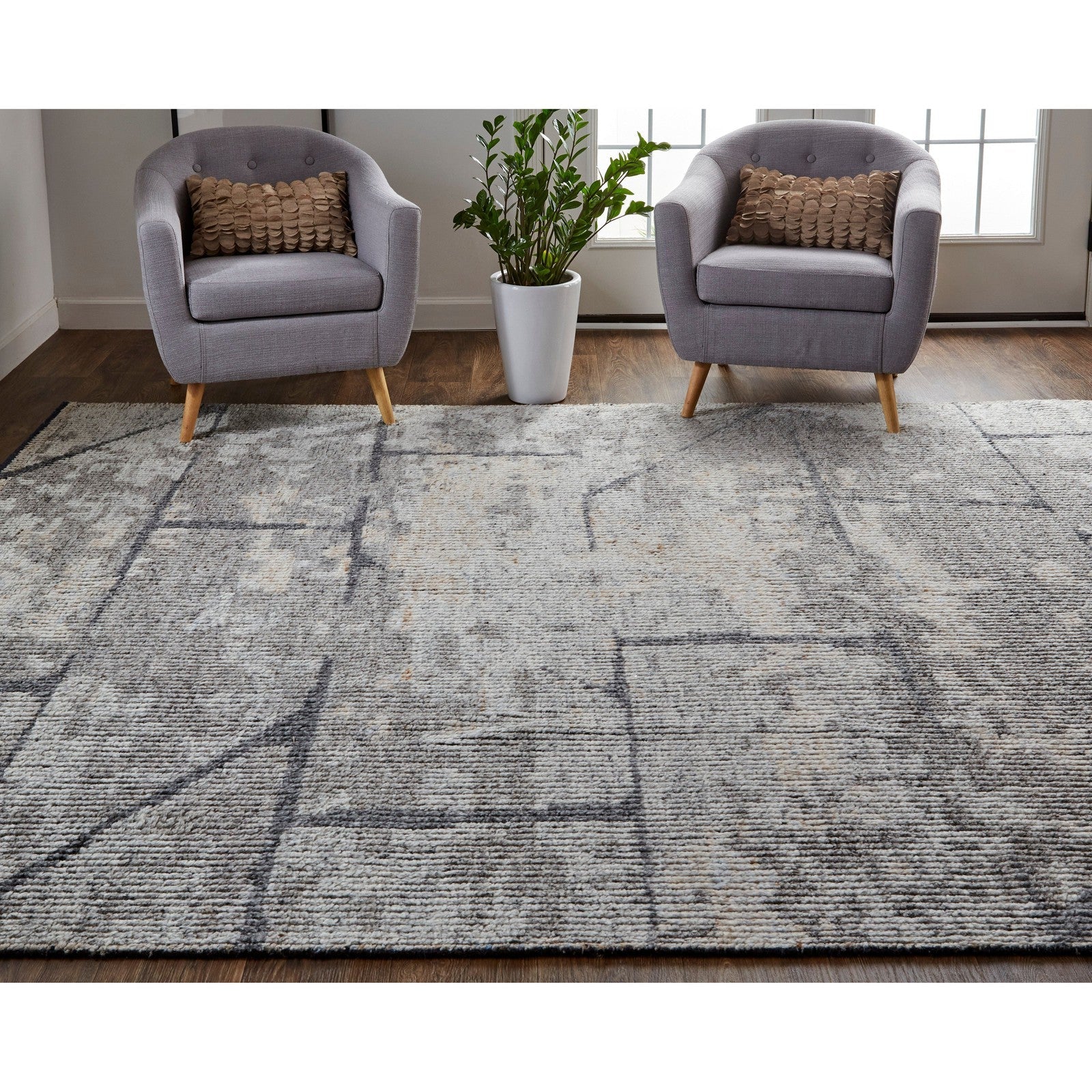 Feizy Alford 6925F Modern Abstract in Gray/Silver