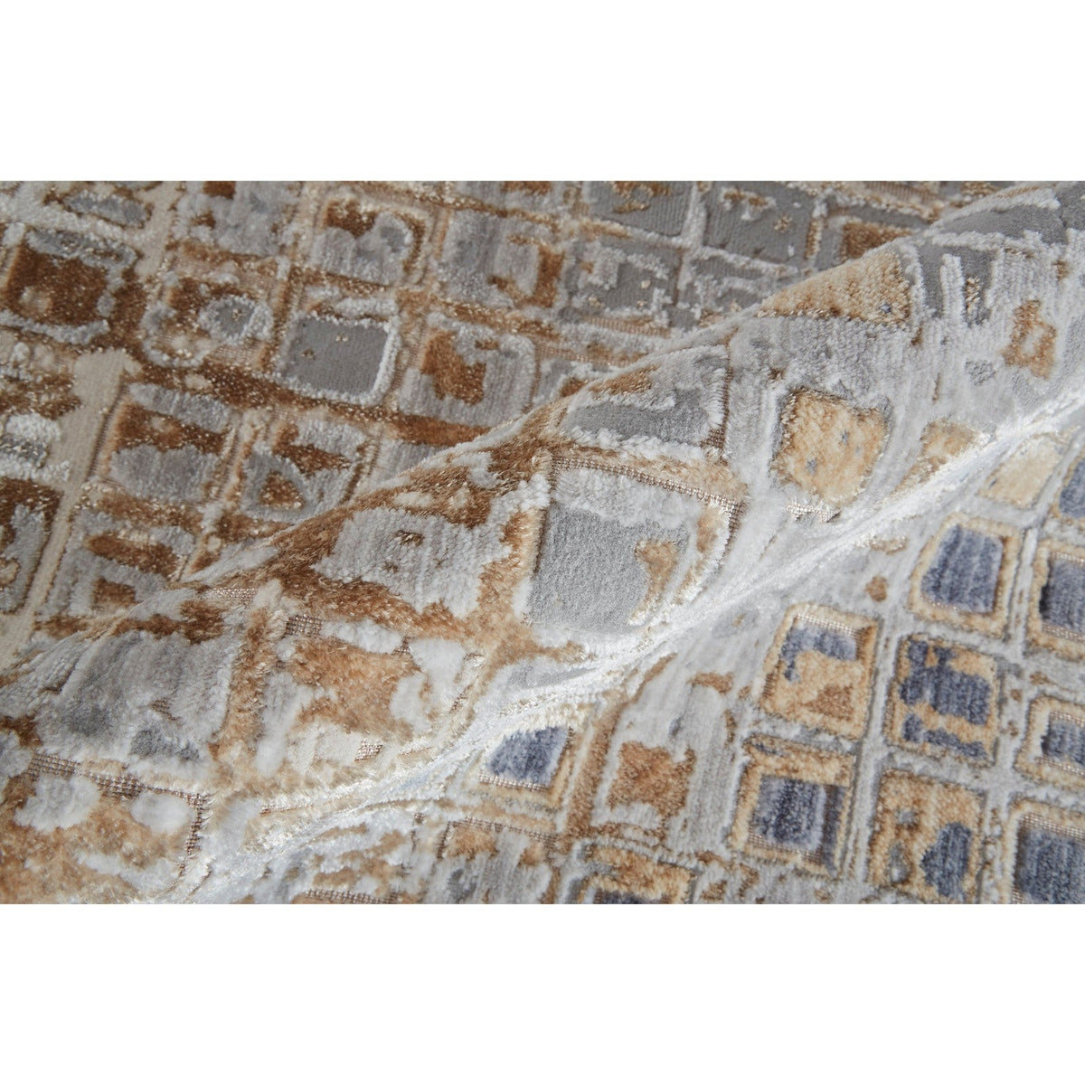 Feizy Laina 39G0F Transitional Geometric in Tan/Ivory/Blue