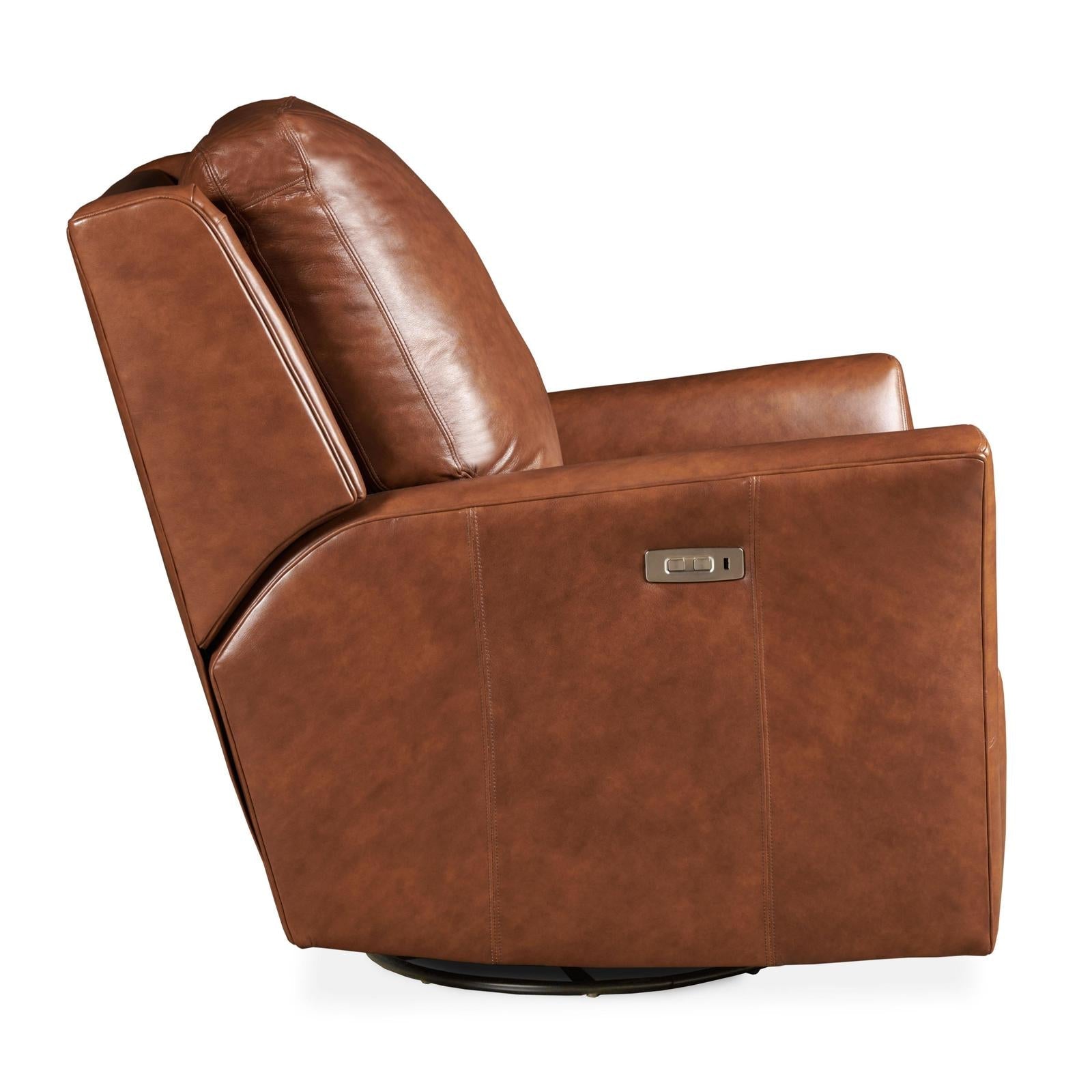 Century Furniture Leather Aubry Swivel Glider Electric Recliner