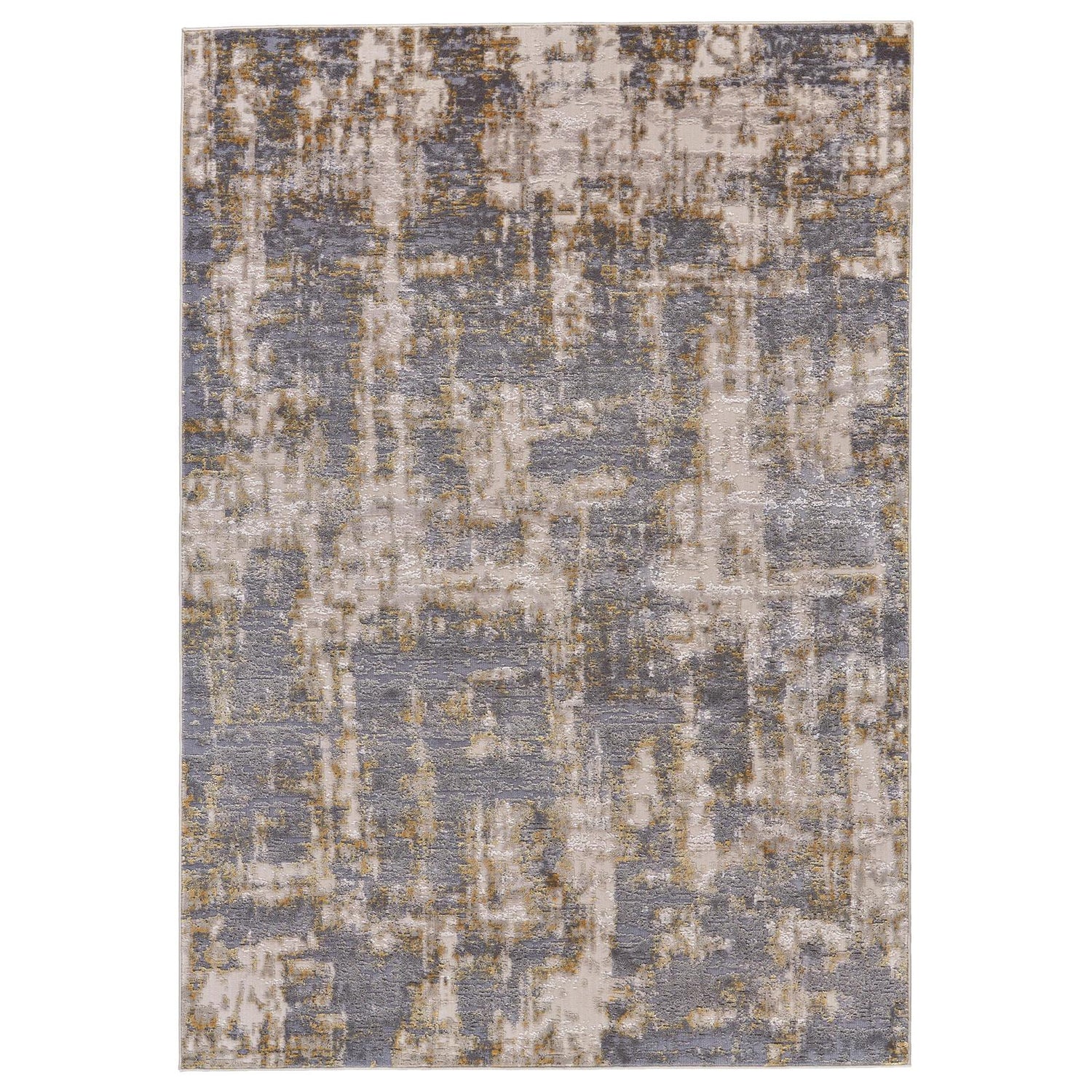 Feizy Waldor 3969F Modern Abstract Rug in Gray/Gold