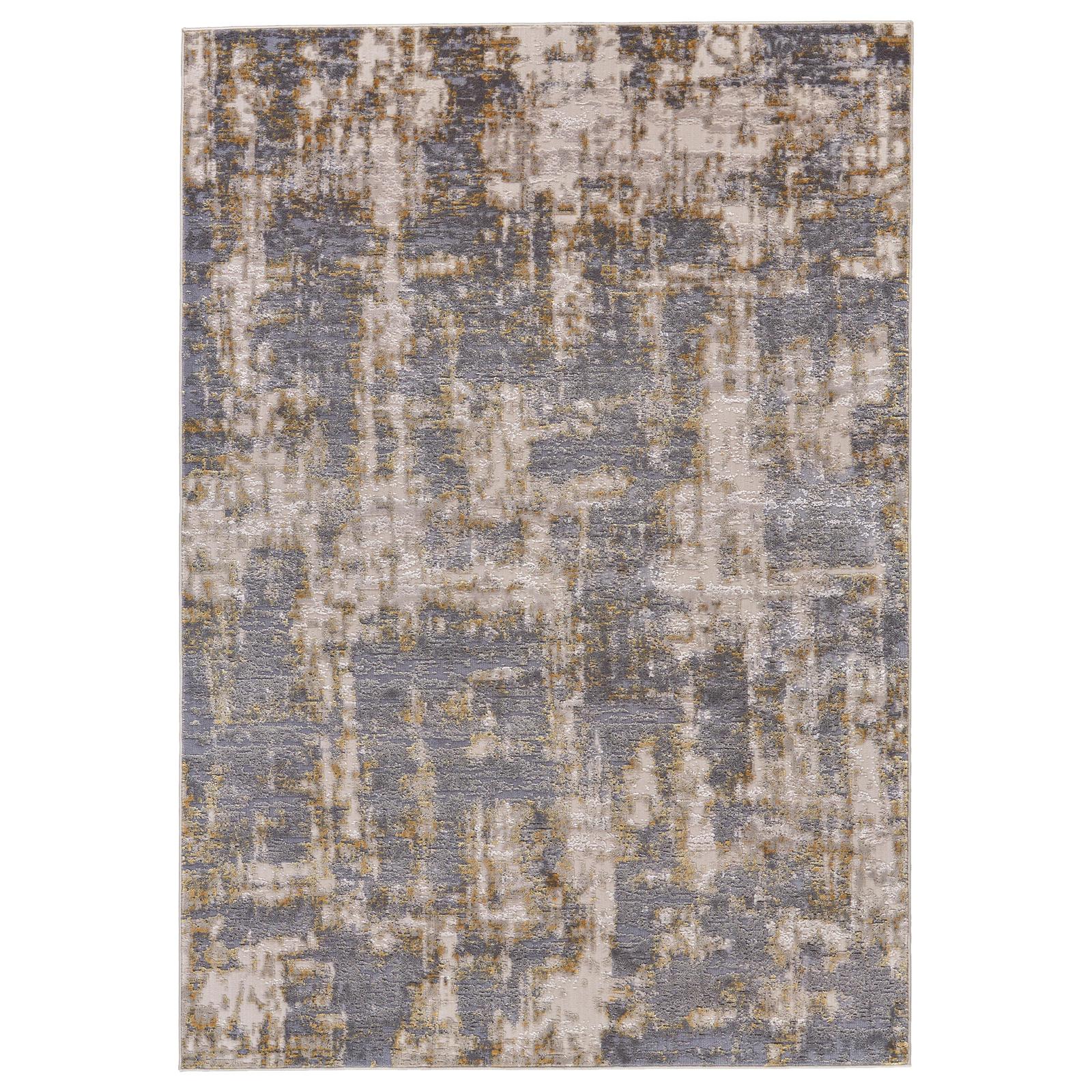 Feizy Waldor 3969F Modern Abstract Rug in Gray/Gold
