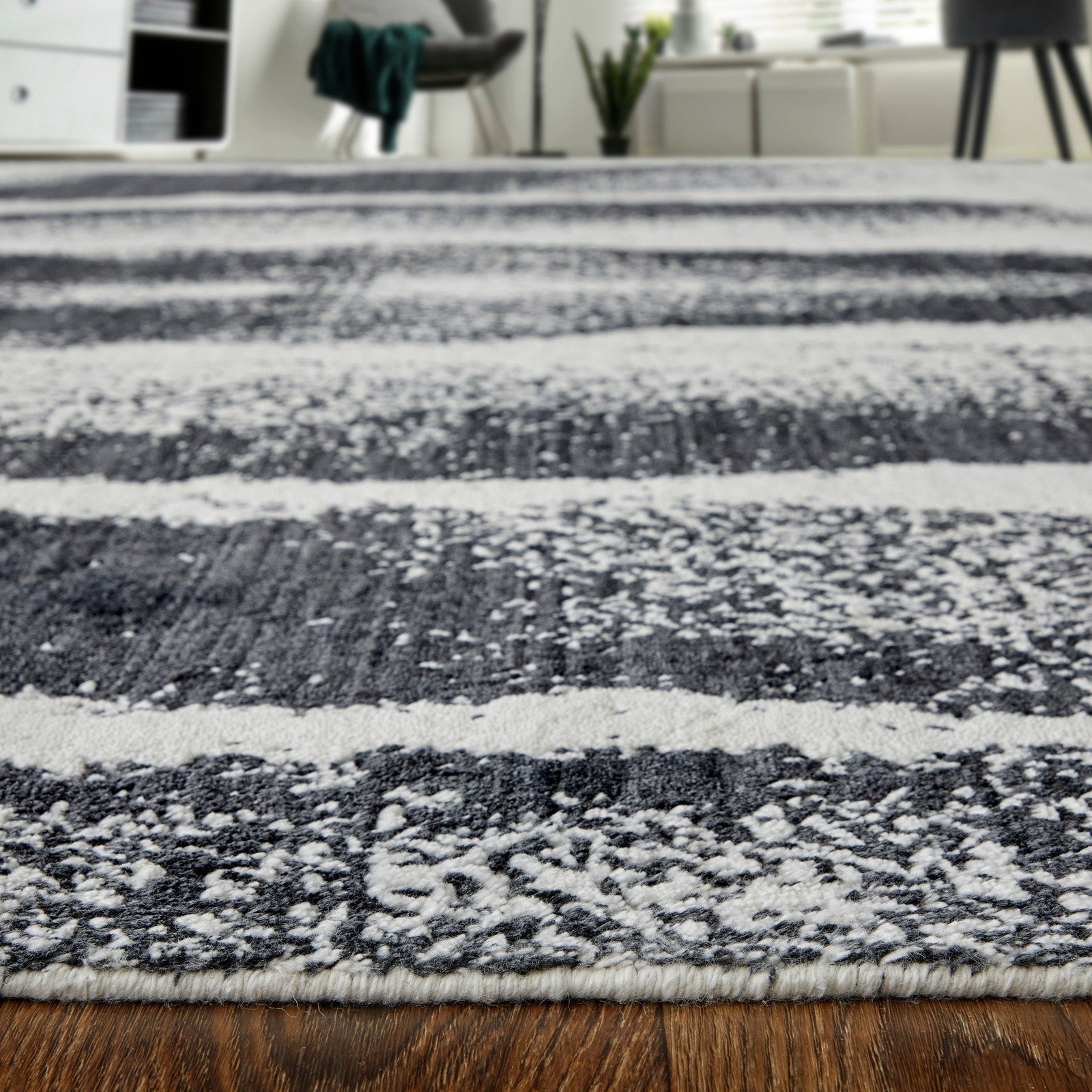 Feizy Coda 8930F Modern Abstract Rug in Black/White