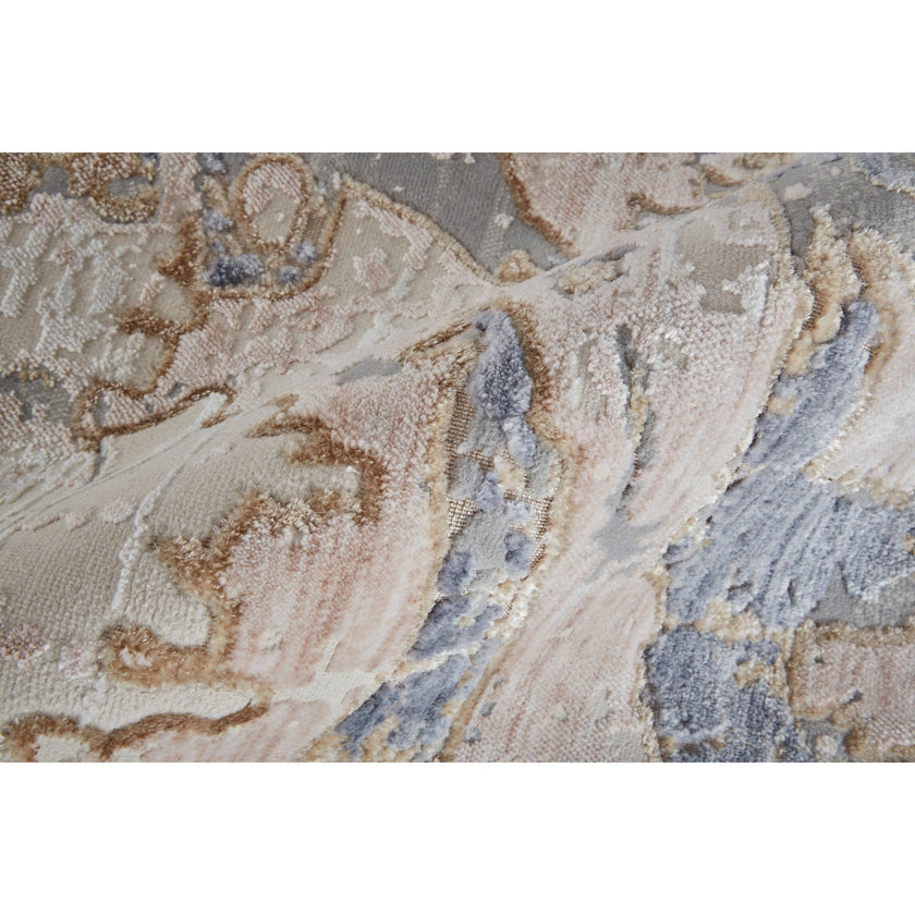 Feizy Laina 39G8F Transitional Abstract in Tan/Blue