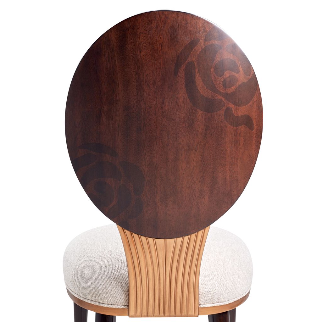 Michael Amini Camellia Field Dining Side Chair - Linen/Warm Pecan - Set of 2