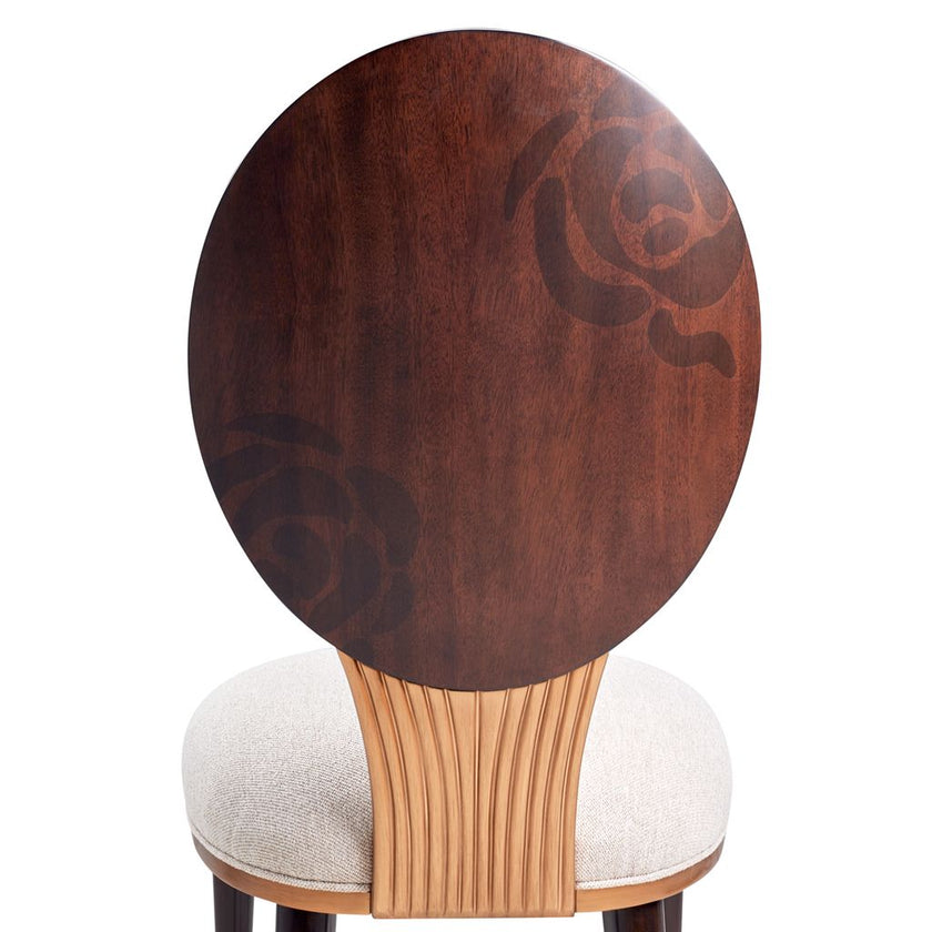 Michael Amini Camellia Field Dining Side Chair - Linen/Warm Pecan - Set of 2