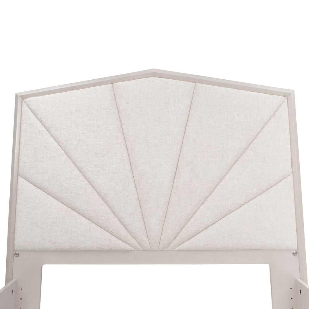 Michael Amini Fantosini King Tufted Panel Bed - Silver Mist