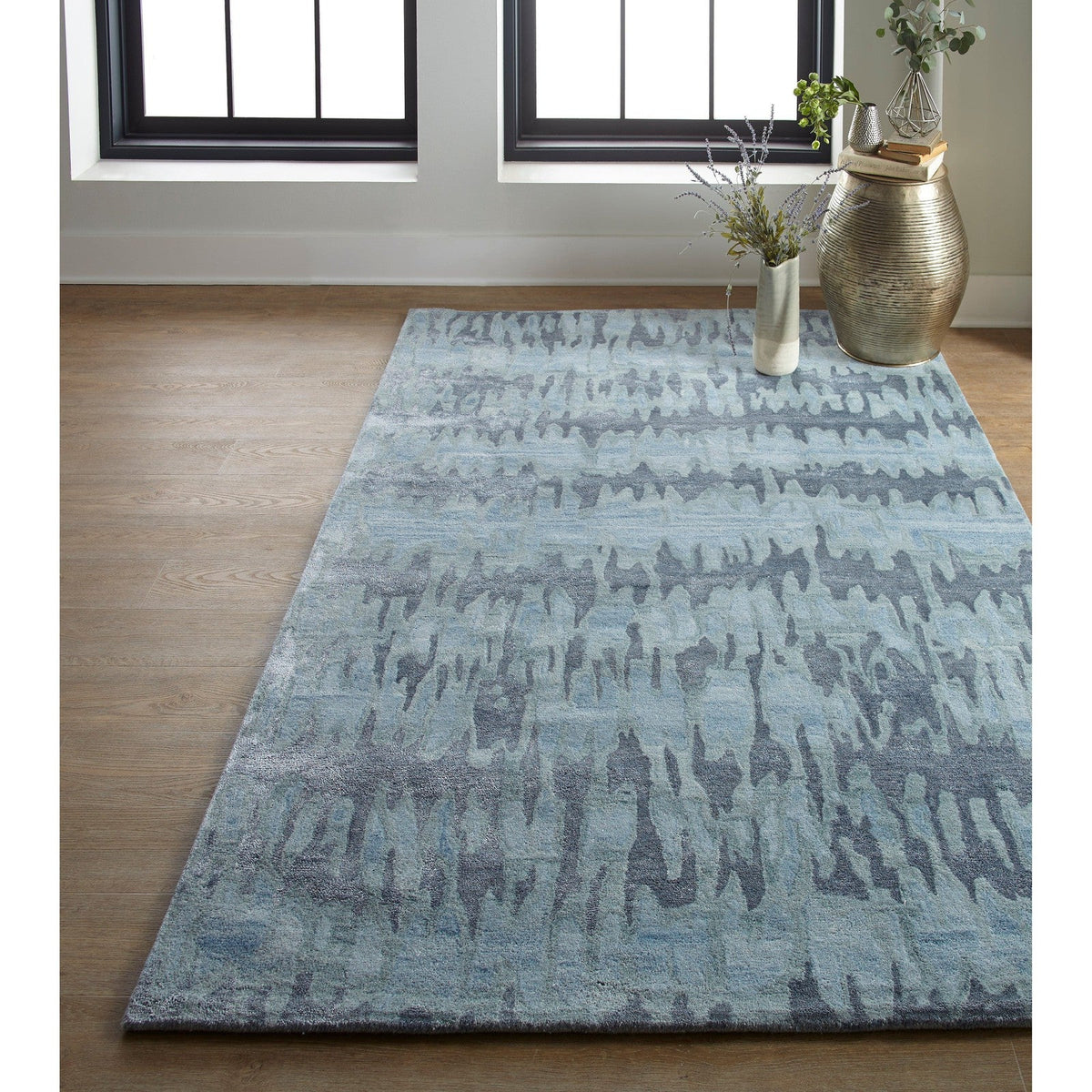 Feizy Dryden 8787F Transitional Abstract in Blue/Green/Gray