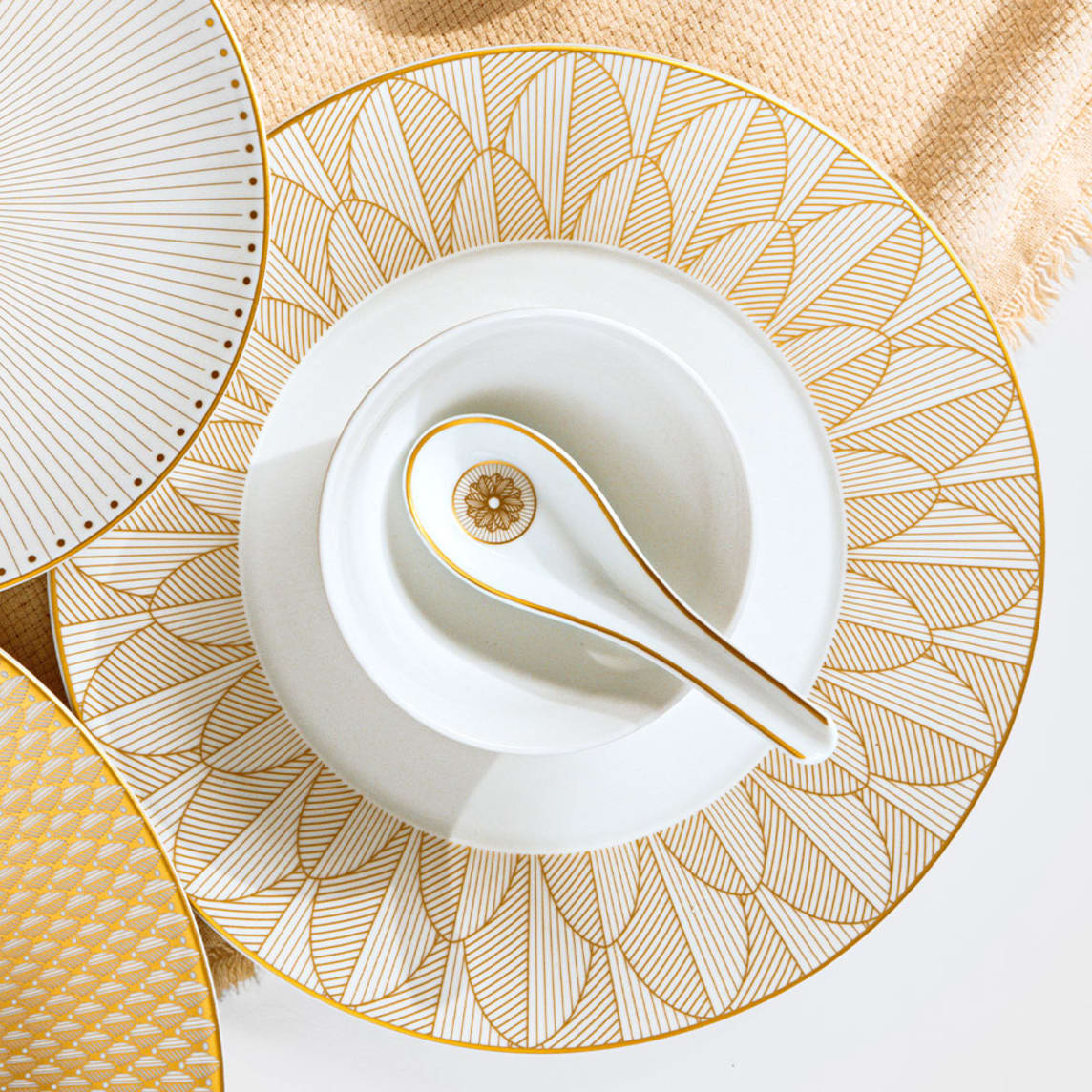 Christofle Malmaison Impériale Porcelain Soup Spoon