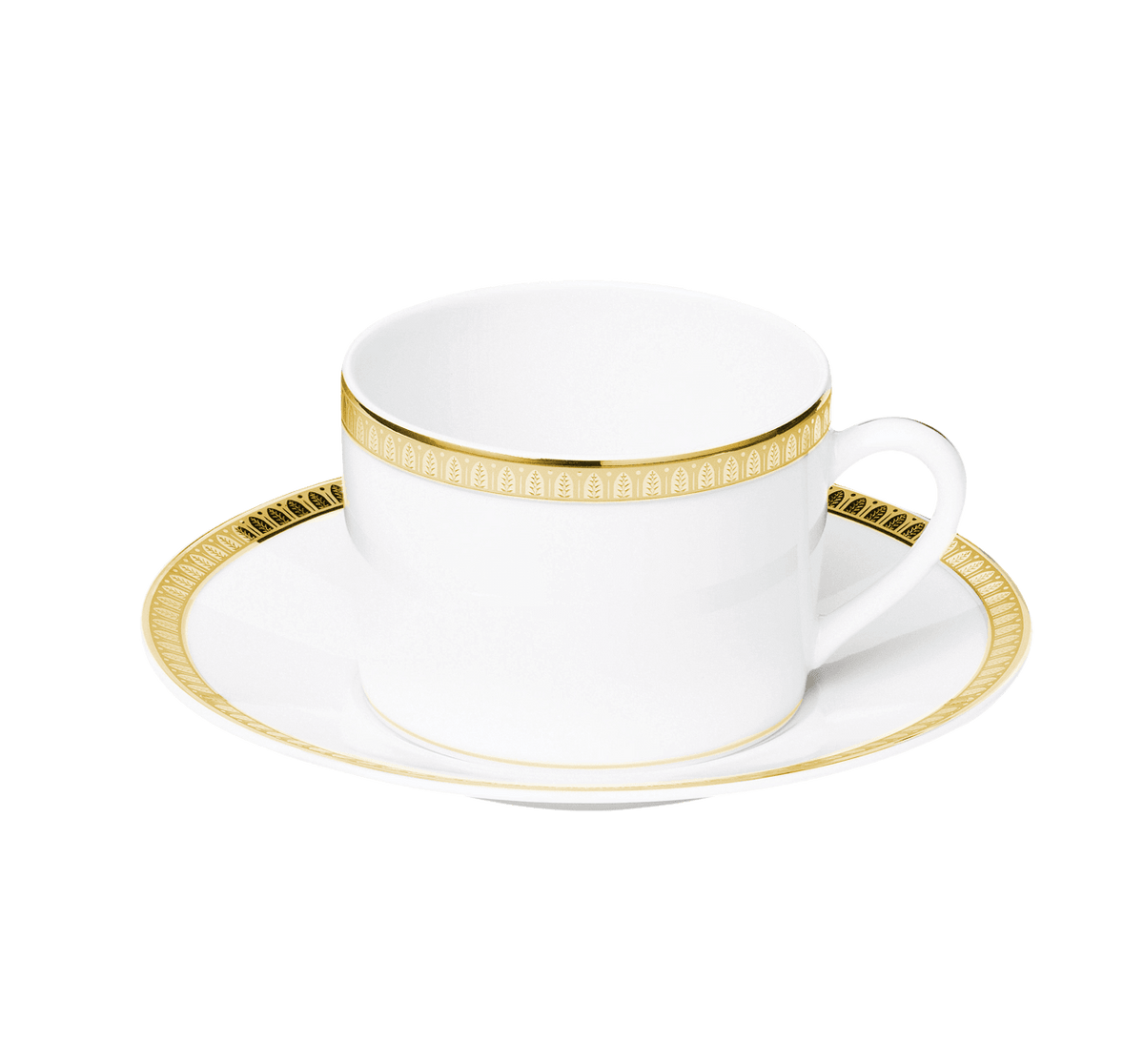 Christofle Malmaison Porcelain Tea/Coffee Cup And Saucer Gold