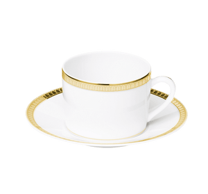 Christofle Malmaison Porcelain Tea/Coffee Cup And Saucer Gold