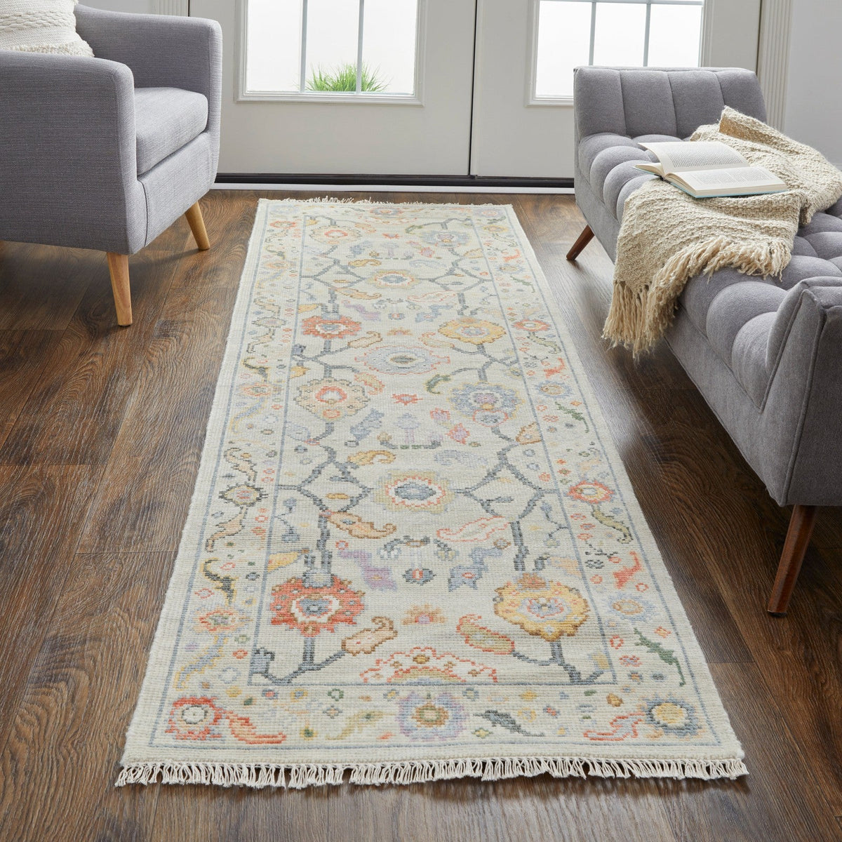 Feizy Karina 6793F Traditional Persian in Gray/Yellow/Red