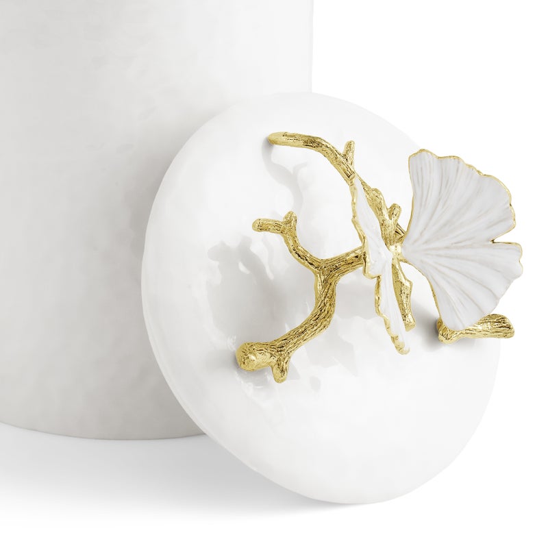 Michael Aram Butterfly Ginkgo Gold Porcelain Canister