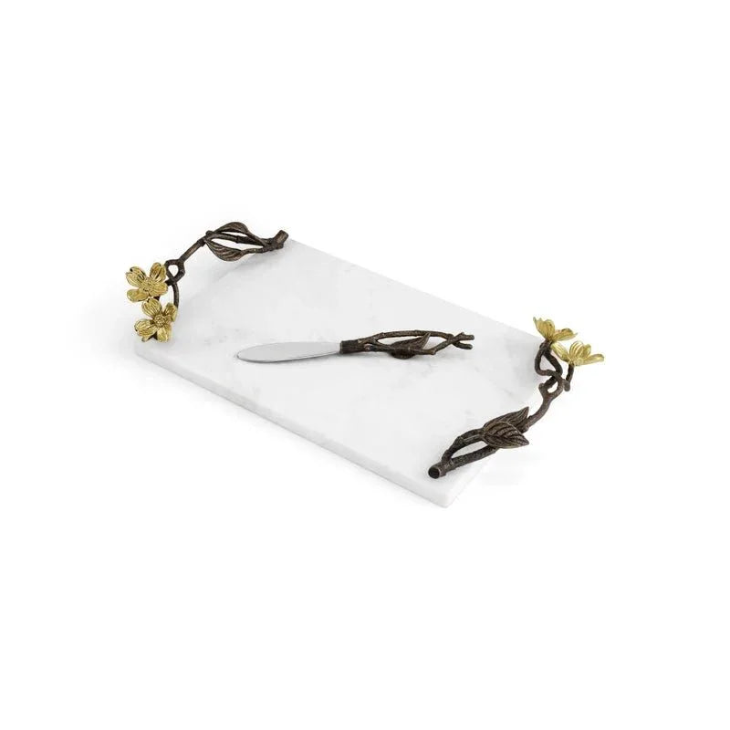 Michael Aram Dogwood Small Cheeseboard and knife