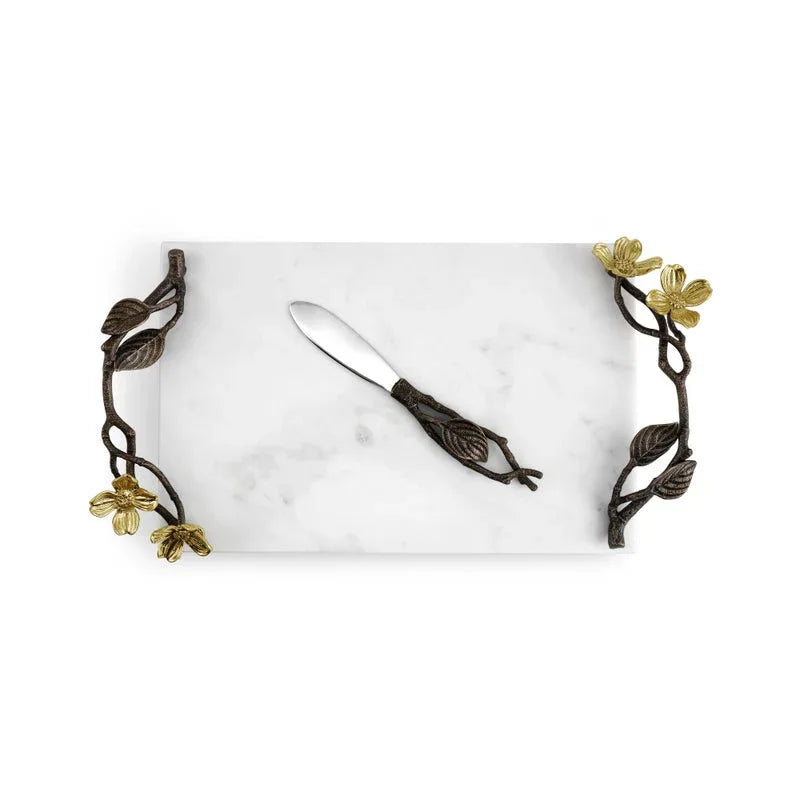 Michael Aram Dogwood Small Cheeseboard and knife