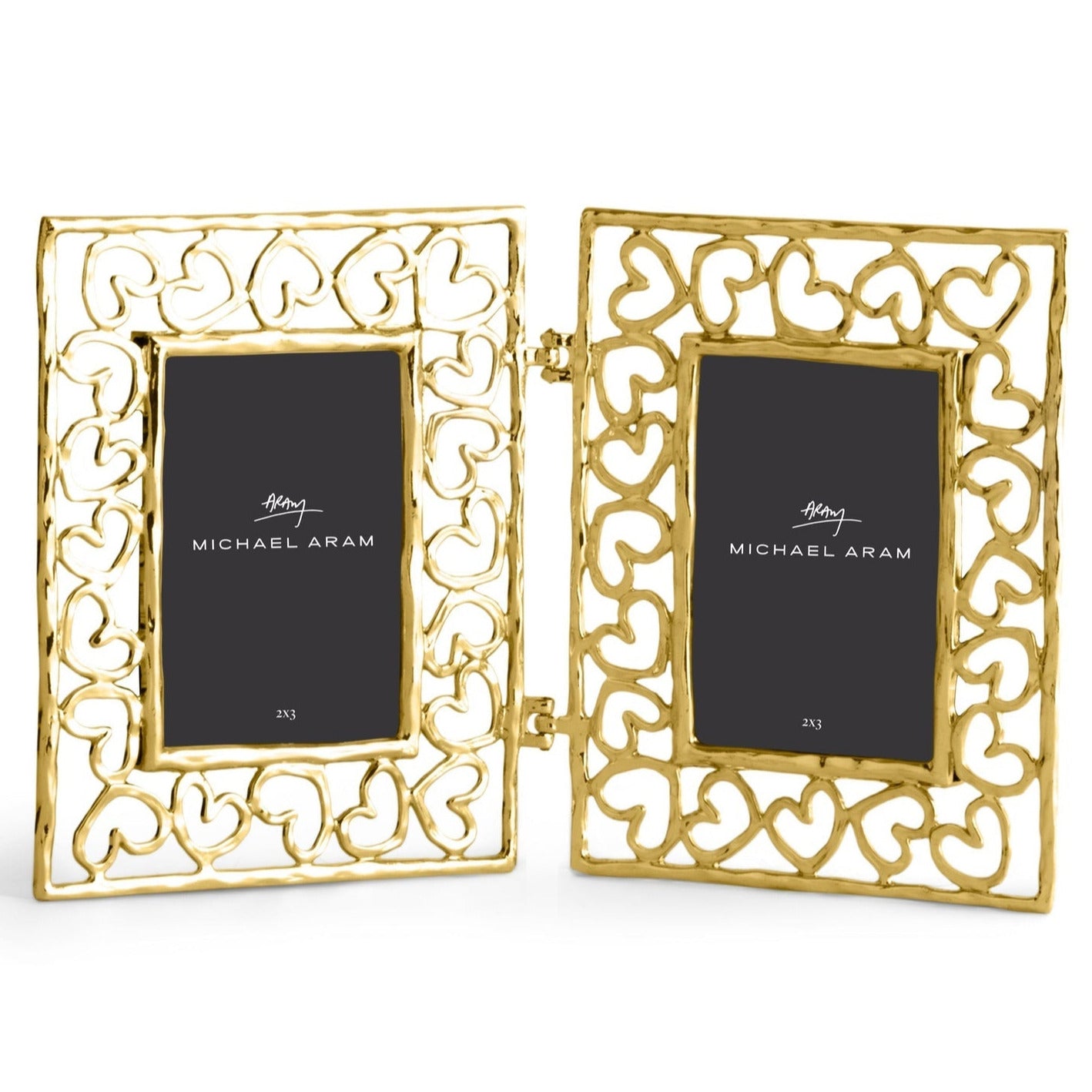 Heart Hinged Frame, Gold, 2x3