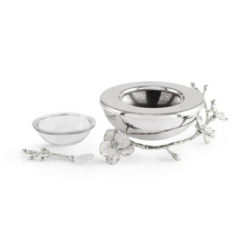 Michael Aram Silver Orchid Caviar Dish With Spoon