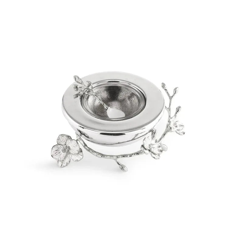 Michael Aram Silver Orchid Caviar Dish With Spoon