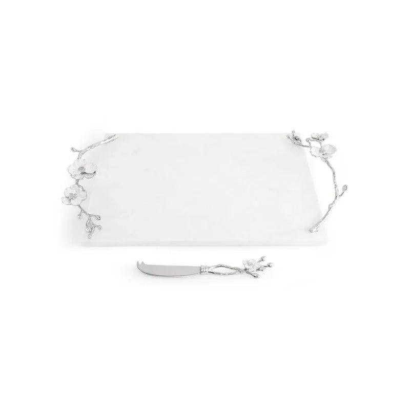 Michael Aram Silver Orchid Cheeseboard with Knife