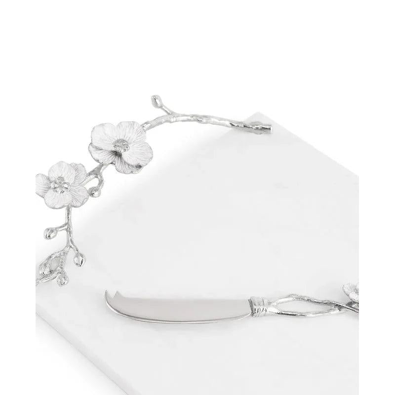 Michael Aram Silver Orchid Cheeseboard with Knife