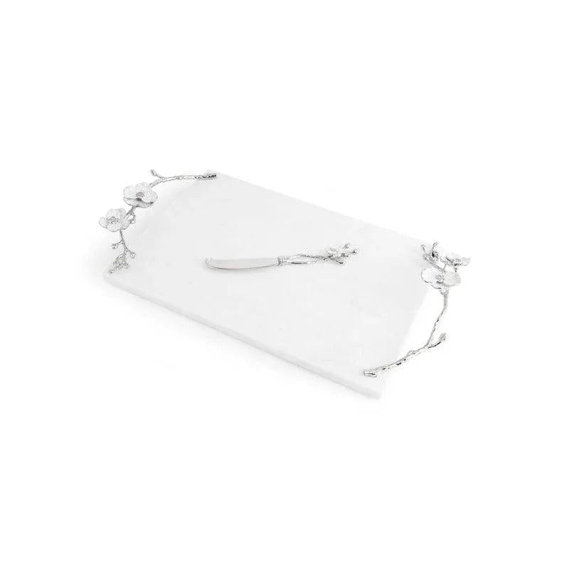 Michael Aram Silver Orchid Cheeseboard with Knife