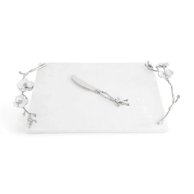 Michael Aram Silver Orchid Cheeseboard with Knife