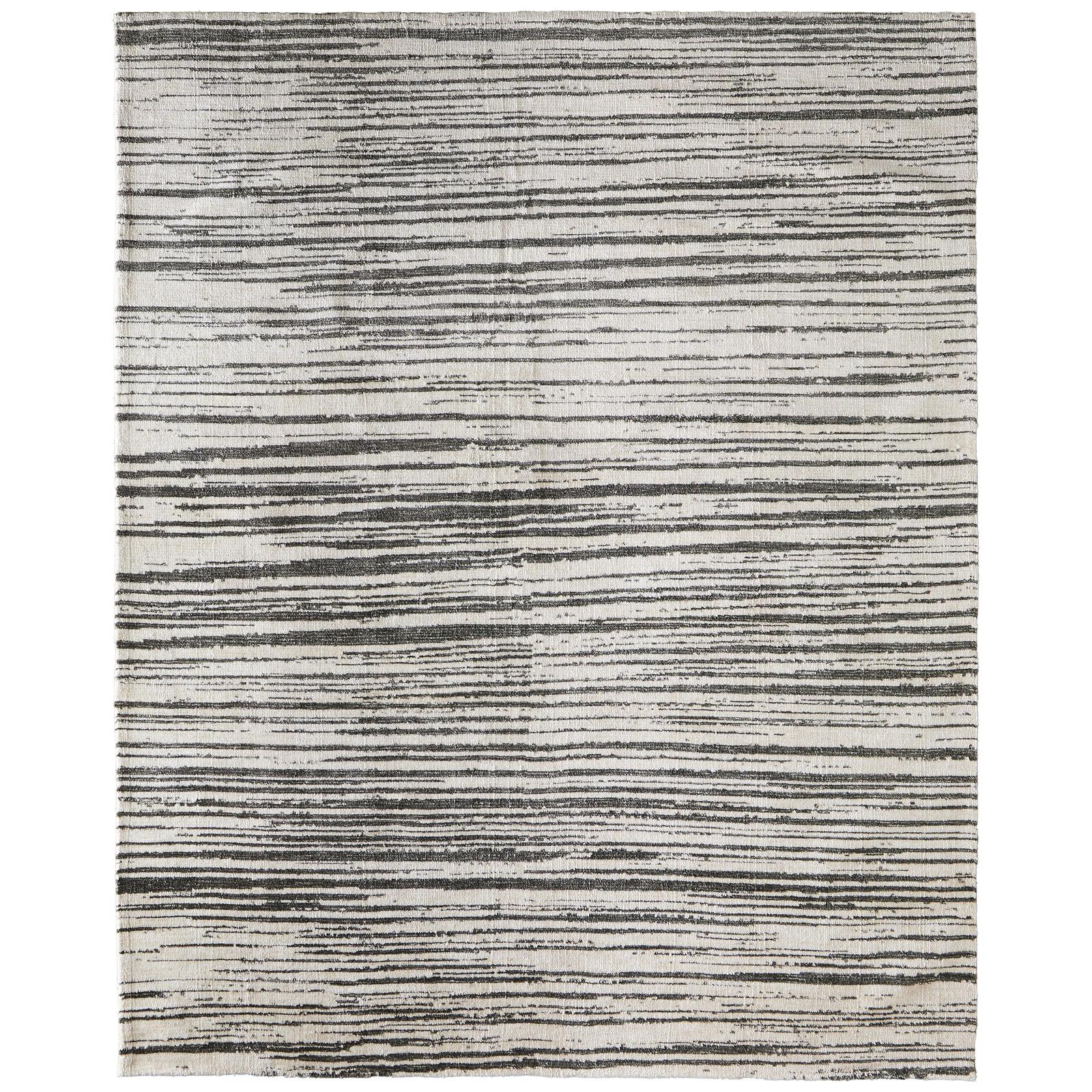 Feizy Colton 8A56F Modern Abstract Rug in Black/Ivory