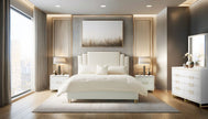 Michael Amini Palm Gate Upholstered Bed - Cloud White