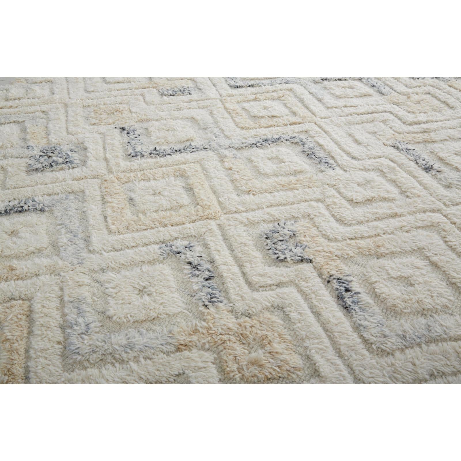 Feizy Anica 8004F Transitional Moroccan Rug in Ivory/Gray/Black