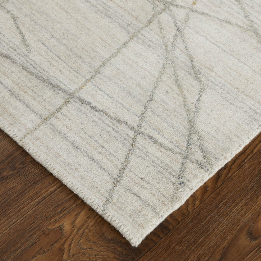 Feizy Whitton 8894F Modern Abstract Rug in Ivory/Gray