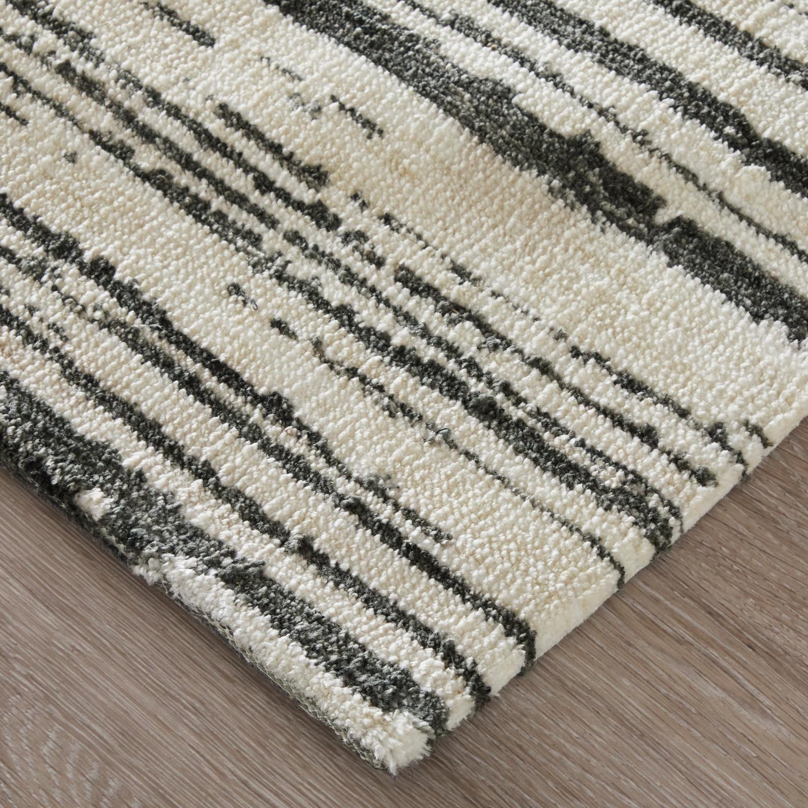 Feizy Colton 8A56F Modern Abstract Rug in Black/Ivory
