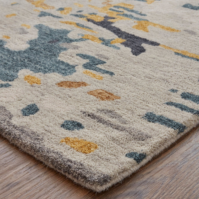 Feizy Everley 8644F Modern Abstract in Gray/Yellow/Blue