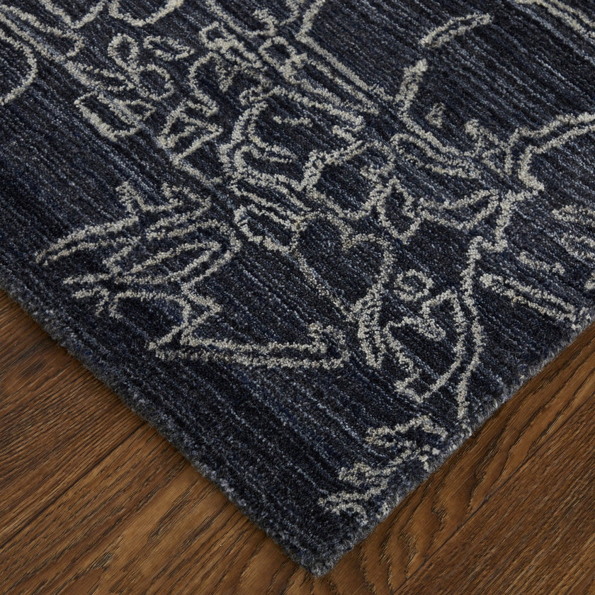 Feizy Whitton 8891F Modern Abstract Rug in Black/Gray/Ivory