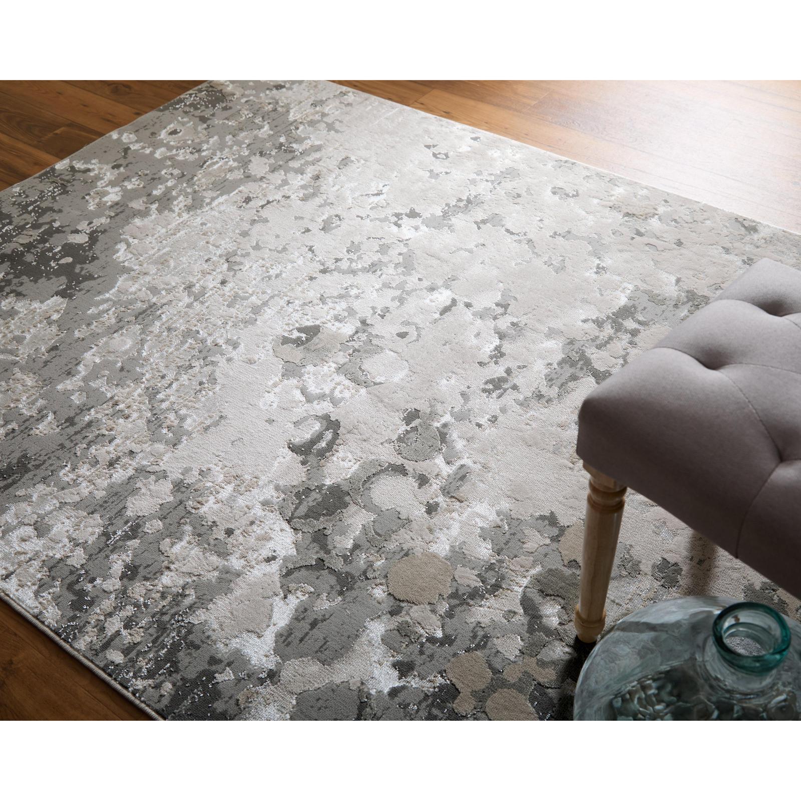 Feizy Micah 3336F Modern Abstract Rug in Silver/Gray/White