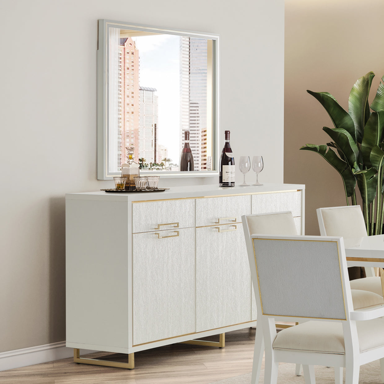 Michael Amini Palm Gate Palm Gate Sideboard Clould White