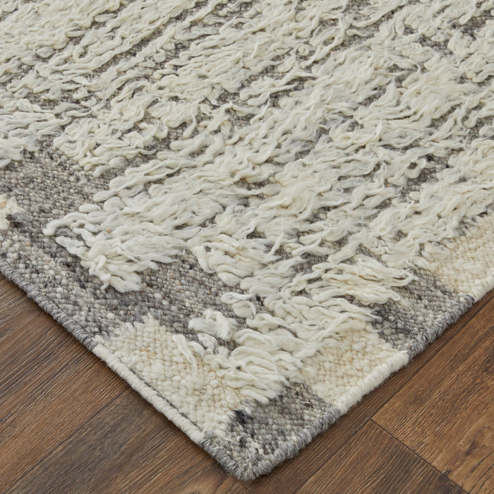 Feizy Ashby 8906F Transitional Stripes Rug in Ivory/Gray